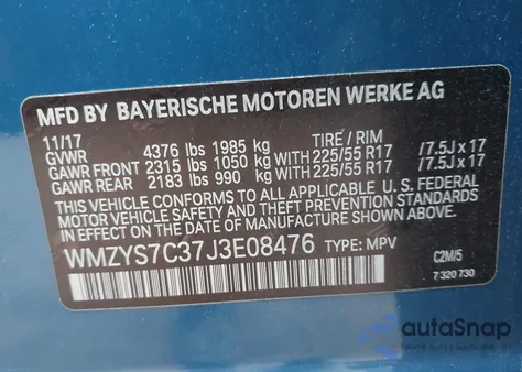 2018 Mini Countryman Cooper z USA, uszkodzony, nr VIN WMZYS7C37J3E08476